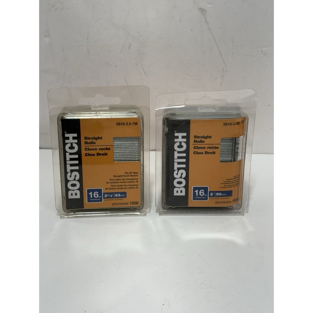 Lot Of 2 Stanley Bostitch 2" 16GA SB16-2.00-1M Straight Finish Nails Bright 2000